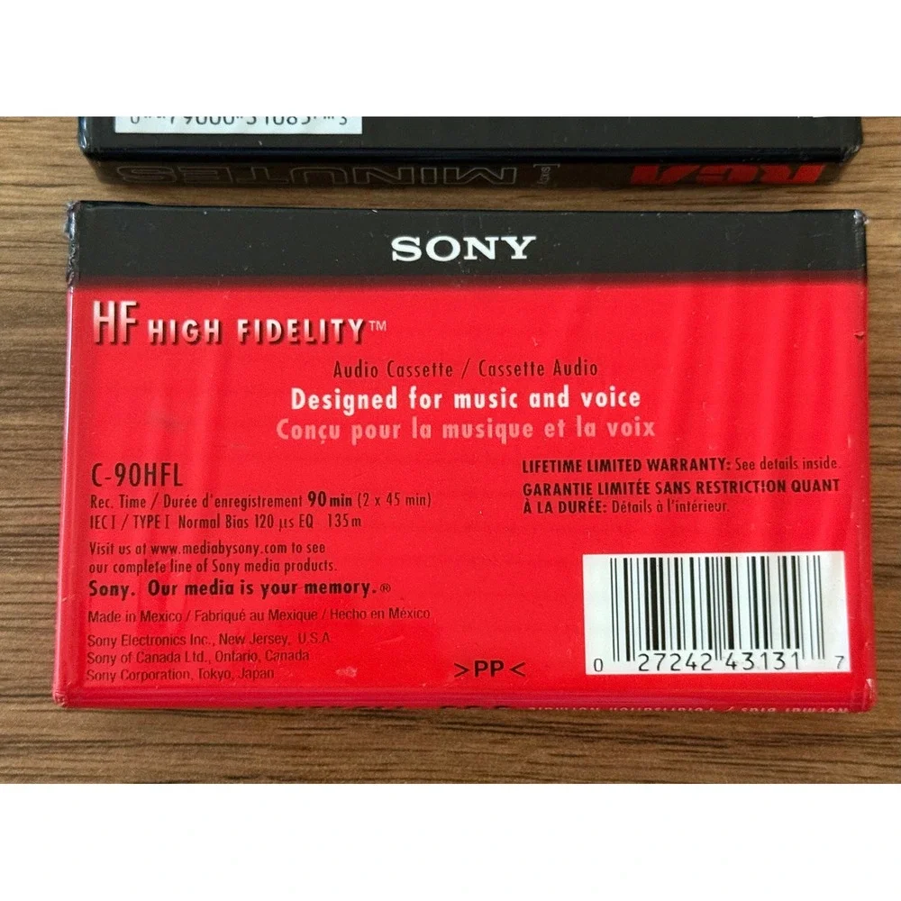 Sony HF 90 & RCA 60 Blank Audio Cassette Tapes Lot of 2 New Sealed Normal Bias